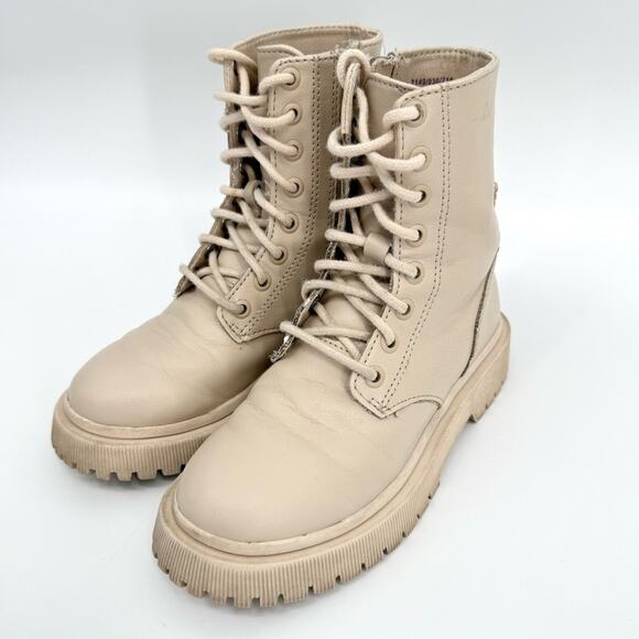 Zara Girl's Cream Combat‎ Boots Size 11.5 - Picture 1 of 9